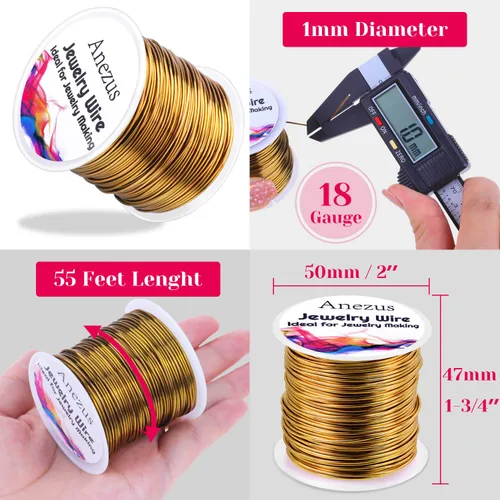 Miniatura 2 de Anezus anezus - Alambre de joyería de calibre 18 para hacer joyas, alambre de cobre resistente al deslustre, para suministros de fabricación