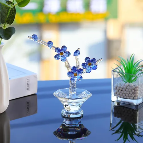 Miniatura 2 de Flores de cereza de cristal con tallos - Flores de vidrio con jarrones, regalos de cereza japonesa para esposa, novia, mujeres - Decoración de mesa