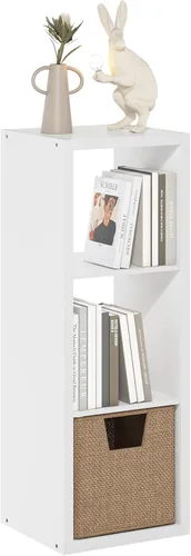 Miniatura 37 de Furinno Organizador de Almacenamiento en Cubos Decorativos con Respaldo Abierto, 4 Cubos, Gris Claro