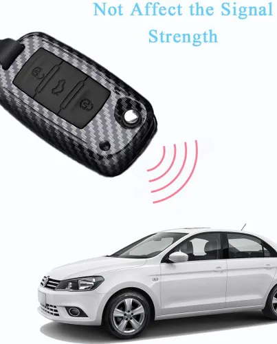 Miniatura 3 de SANRILY Funda roja para llave con tapa para Volkswagen Jetta Passat Golf Beetle GTI Tiguan EOS llavero titular elegante plástico ABS protección