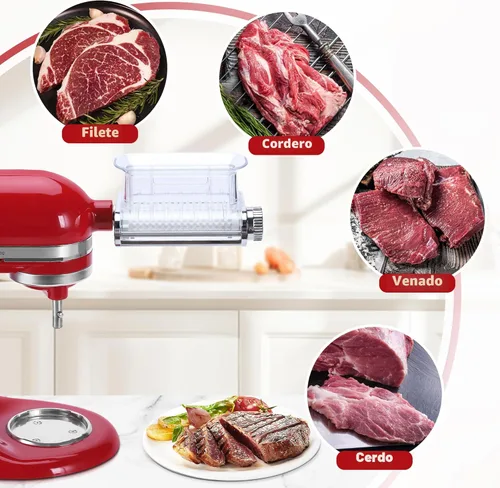 Miniatura 6 de Accesorio ablandador de carne para batidoras de pie KitchenAid, 3 espesores ajustables, máquina ablandadora de carne con cubierta transparente