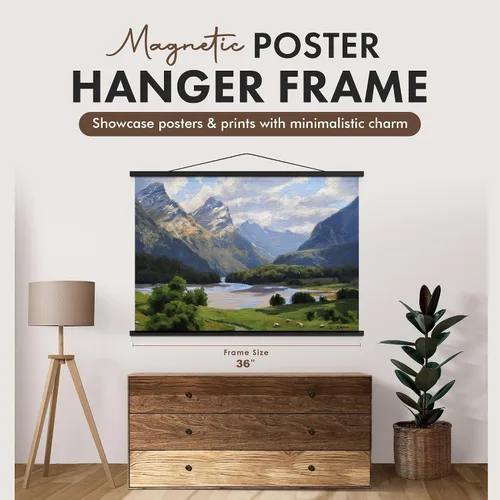 Miniatura 2 de Travelization Colgador Magnético para Pósteres de 12" Marco para Póster con Imanes Fuertes, Kit Completo para Colgar Pósteres, Arte, Mapas y Más