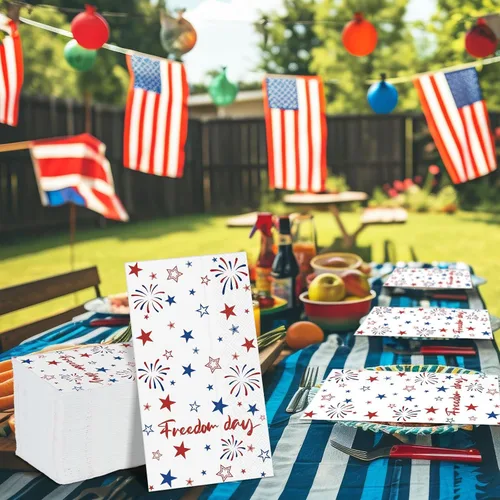 Miniatura 6 de gisgfim 100 piezas de servilletas de papel desechables con estrellas patrióticas para el 4 de julio, Día de la Independencia, servilletas
