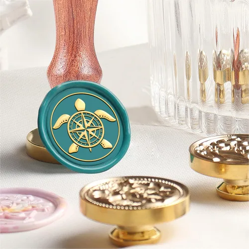 Miniatura 6 de MAYJOYDIY Sello de cera de brújula de tortuga, sello de cera de tortuga marina, sellos de cera de sellado de animales de 1.181 in con cabeza