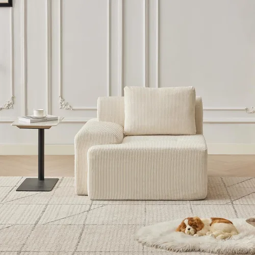 Modular Sectional Sofa with Movable Ottoman, 1 Seat Deep Seat Couch with 1 Pillow, Comfy Cloud Sectional Sofa for Living Room, Bedroom and Apartment
