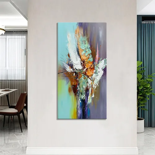 Miniatura 5 de zoinart Arte de pared 3D texturizado pintado a mano, 24 x 48 pulgadas, pinturas al óleo coloridas abstractas, arte de pared grande para decoración