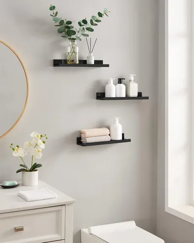 Miniatura 5 de SONGMICS CUSTOS Collection - Estantes flotantes, juego de 3 estantes de pared, 15 pulgadas de ancho, para marcos de fotos y baratijas, para sala