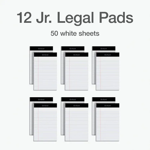 Miniatura 6 de Oxford Blocs de notas tamaño legal de 5 x 8, paquete de 12, con rayas estrechas, papel rayado blanco perforado, 50 hojas por bloc, pequeños blocs