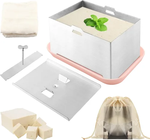 Miniatura 2 de Prensa de tofu y paneer Maker, prensa Paneer de acero inoxidable y prensa de queso con toalla prensadora de tofu y bandeja de goteo para tofu