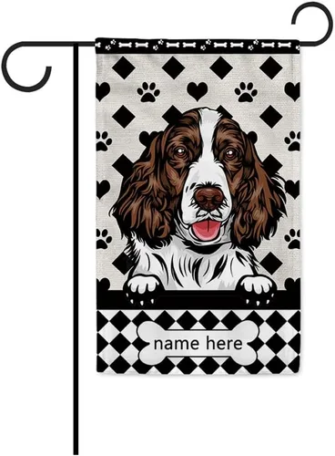 Miniatura 42 de Bandera personalizada de jardín para perro, lindo perro salchicha salchicha, lunares, búfalo, bandera a cuadros para decoración del hogar al aire