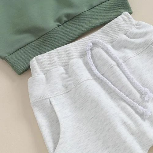 Miniatura 83 de Conjunto de ropa de otoño e invierno para bebé niño pequeño, sudadera de manga larga con colores contrastantes, pantalones elásticos para recién