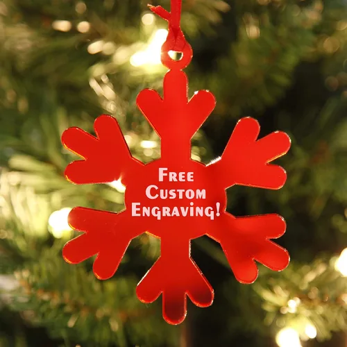 Miniatura 10 de Adornos de Navidad personalizados de copo de nieve para 2025 - Decoraciones de Navidad grabadas personalizadas para árbol, acrílico dorado espejado
