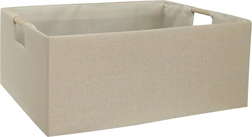 Contenedor de almacenamiento para estantes, cestas rectangulares para armario, caja plegable con asas, color beige, cestas de estante, cajas de