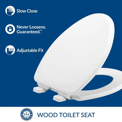 Miniatura 2 de El asiento de inodoro MAYFAIR 1843SLOW 000 Lannon se cierra lentamente y nunca se afloja, elongado, con madera esmaltada duradera, color blanco.