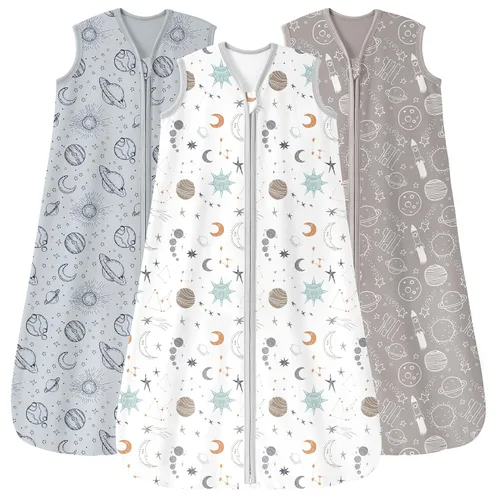 Miniatura 11 de Unnivoll - Saco de dormir para bebé de 18 a 24 meses, paquete de 3 unidades, 100 % de algodón, ligero, con un TOG de 0.5, manta portátil para bebé