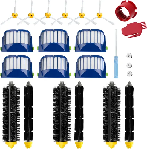 Funmit Piezas de repuesto para aspiradoras Roomba 500 600 Series 595 585 564 690 692 694 Accesorios de Aspiradora - Incluye 6 filtros, 6 cepillos