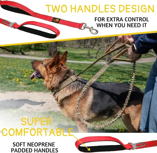 Miniatura 2 de Correa elástica resistente para perro de 6 pies a 7.5 pies para perros grandes y medianos Correa táctica y reflectante para perro sin tirones