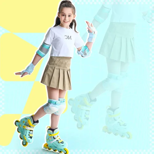 Miniatura 8 de Forzueby - Rodilleras, coderas, muñequeras para niños/adultos, juego de equipo protector 6 en 1 para patinaje en línea, patinaje sobre ruedas