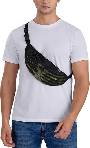Miniatura 6 de Cangurera de camuflaje con diseño de bandera estadounidense de camuflaje para hombres y mujeres, correa ajustable para viajes, senderismo, ciclismo