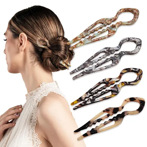 Horquillas acrílicas de lirio francés para mujer, 4 pinzas elegantes texturizadas para cabello fino, grueso, largo y mediano, horquillas