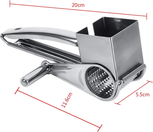 Miniatura 2 de Mouli - Rallador de queso de acero inoxidable, herramienta de cocina giratoria multifuncional para rebanar, triturar y rallar queso y verduras