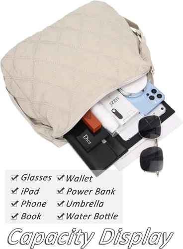 Miniatura 6 de YIKOEE Bolso cruzado de nailon acolchado para mujer, bolsa ligera acolchada
