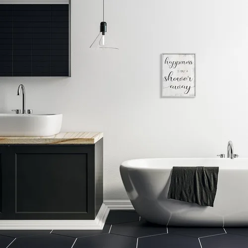 Miniatura 3 de Stupell Industries Happiness is a Shower Away - Letrero rústico para pared, 11 x 14, blanco roto