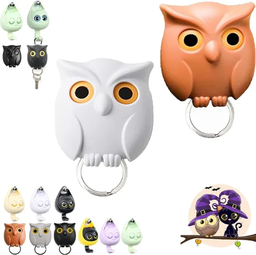 Miniatura 17 de Llavero de búho nocturno, llaves de soporte para llaves, llave de pared magnética de búho nocturno, lindo soporte para llaves de búho, creativo y 3