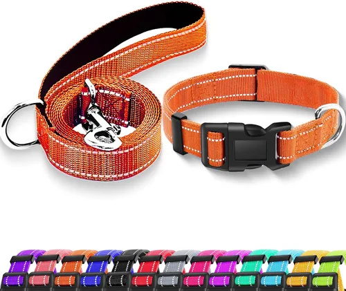 Miniatura 16 de collar reflectante para perros con hebilla de cierre de seguridad, collares de nailon ajustables, suaves y transpirables para perros pequeños
