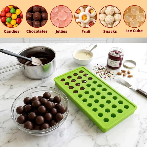 Miniatura 7 de Yesland Paquete de 3 moldes de mini bolas de hielo, molde redondo de silicona de 120 cavidades/molde de gotas de chocolate, perfecto para dulces