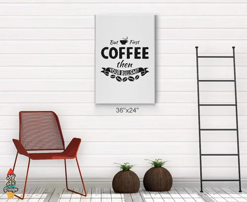 Miniatura 4 de HB Art Design But First Coffee then Your Bullshit Retro Style Quote Canvas Print Wall Art Coffee Bar Decor Coffee Signs Kitchen Wall Decor Dining