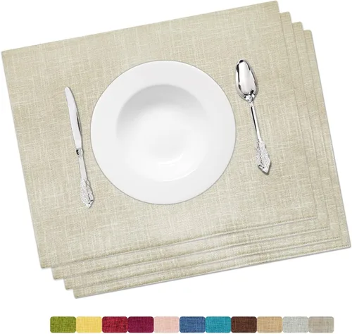 Miniatura 10 de Juego de 4 manteles individuales lavables para fiestas, elegantes manteles individuales para mesa de cocina, juego de 4 manteles individuales