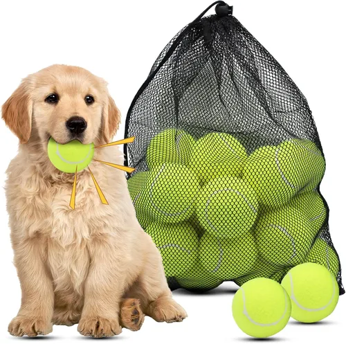 Miniatura 15 de Magicorange Pelotas de tenis para perros, paquete de 90 pelotas de 6.35 cm con sonido para ejercicio de búsqueda, pelota de goma natural