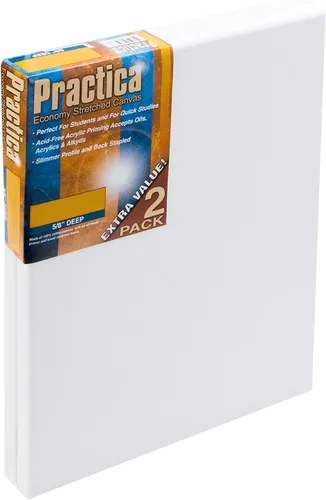 Practica Lienzo de algodón preestirado económico, sin ácidos, imprimado, 5/8 pulgadas de profundidad, paquete de 2 unidades, 4 x 6