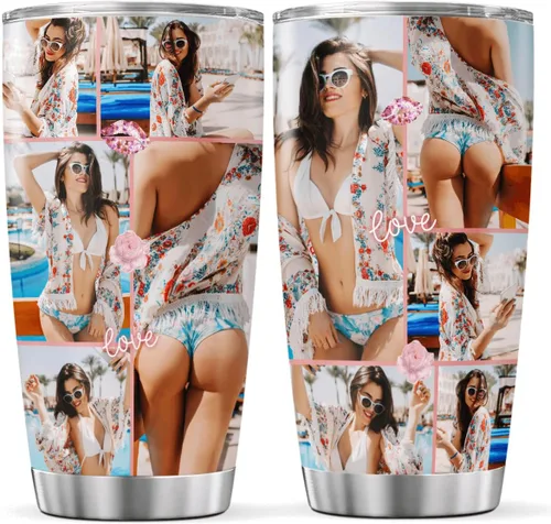 Miniatura 11 de CUBICER Vasos de café personalizados con foto personalizada para mejores amigos, tazas de té con tapa, frases divertidas, nombre personalizado
