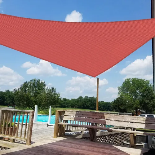 Miniatura 6 de Windscreen4less Toldo Vela de Sombra Solar Triangular de 12' x 12' x 12' Pies, Cubierta de Toldo para Exteriores, Bloqueo UV para Patio Trasero, Rojo