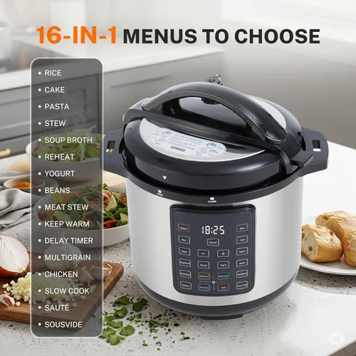Miniatura 2 de Simple Deluxe 8QT - Olla a Presión Eléctrica Múltiple 16 en 1, Multi-Cocina Antiadherente de Acero Inoxidable para Hacer Yogur, Cocción Lenta