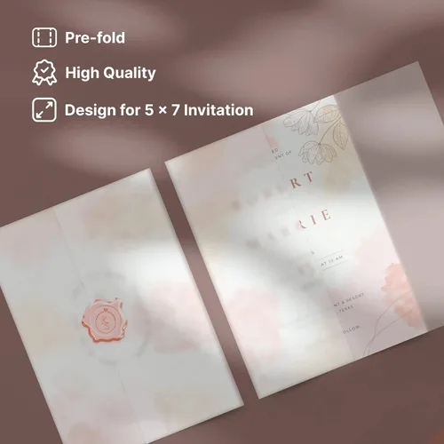 Miniatura 3 de Vellum Jackets - Paquete de 50 chaquetas de vellum plegadas para invitaciones de 5 x 7, papel de vitela translúcido para invitaciones, tarjetas