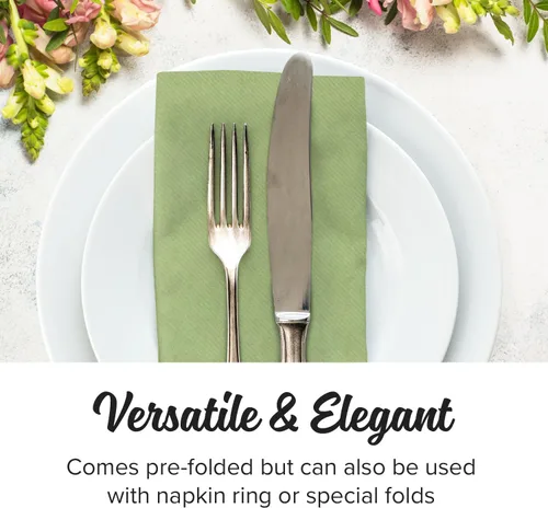 Miniatura 2 de SimuLinen, servilletas de lino con sensación de olivo verde desechables para cena - Servilletas de boda tipo paño kosher, 16 pulgadas x 16 pulgadas