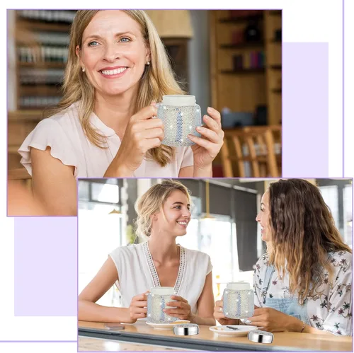 Miniatura 5 de Meanplan Taza de café con diamantes de imitación para regalo de Navidad, botella de agua con diamantes de imitación, taza de viaje portátil