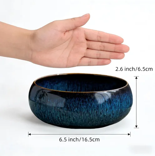 Miniatura 2 de Water Lotus - Juego de maceta de tazón de compota japonesa con rana floral de 1.8 pulgadas, ideal para Ikebana, arreglo floral y plantación Azul