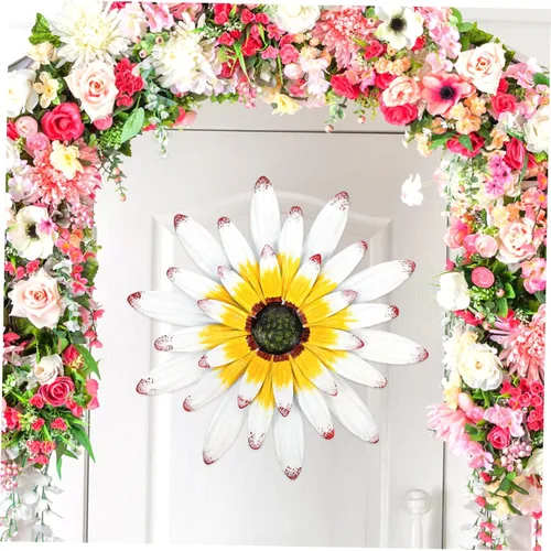Miniatura 3 de BESPORTBLE Decoración de pared de hierro forjado, manualidades, girasol, decoración del hogar, girasol, arte de pared, decoración colgante