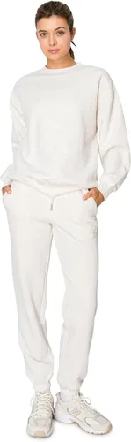 Miniatura 22 de Cali1850 Pantalón deportivo Cloud Nine Fleece para mujer, cintura alta, ajuste holgado, dos bolsillos, cintura elástica con cordón
