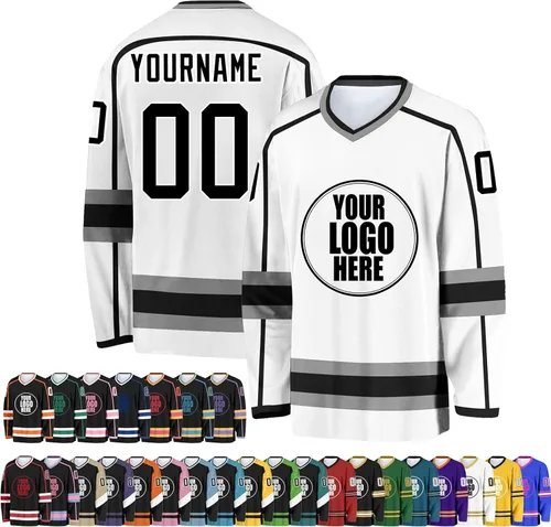 Miniatura 20 de Camiseta de hockey personalizada para hombres/mujeres/jóvenes/niños, nombre personalizado/número/logotipo de gran tamaño camiseta de entrenamiento
