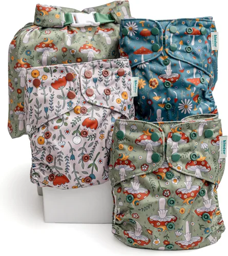 Miniatura 21 de Kinder Juego de 5 pañales de tela reutilizables para bebé, estilo bolsillo, camiseta atlética que absorbe la humedad, recién nacido a orinal 7-60