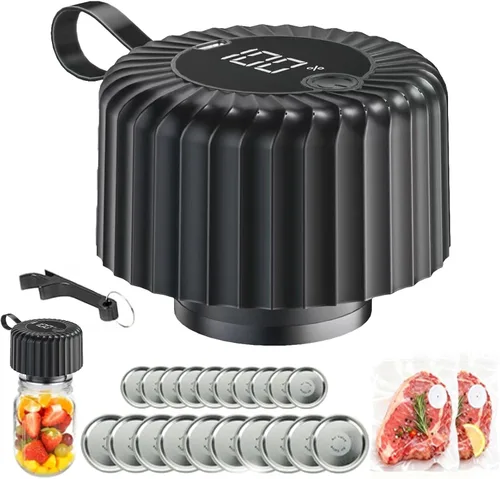 Electric Mason Jar Vacuum Sealer, Upgraded 3-in-1 Mason Vacuum Sealer Kit, Canning Supplies for Wide & Regular Mouth, Fully Automated and Portable