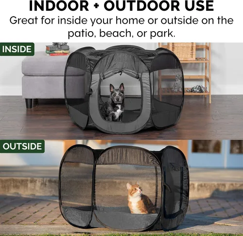 Miniatura 5 de Furhaven Corral Portátil para Perros Carpa para Gatos, Parque de Juegos para Mascotas, Perrera plegable interior exterior jaula para cachorros