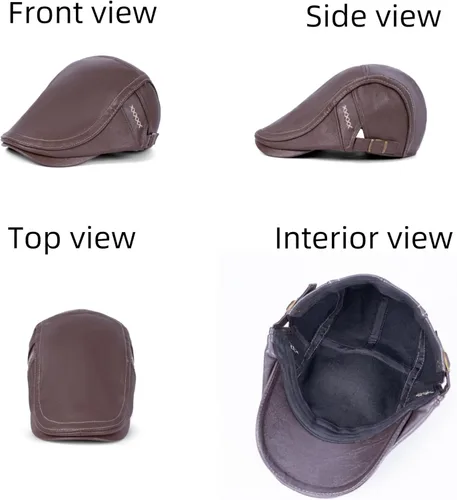 Miniatura 3 de Gorra de hiedra para hombre, sombrero de cuero de PU para hombre, boina ajustable, gorra plana de golf, gorra plana Gatsby, sombrero de pesca