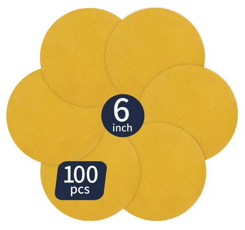 Miniatura 16 de 100 PIEZAS Discos de lija de 6 pulgadas PSA de grano 180 autoadhesivos de respaldo adhesivo para lijadora DA, papel de lija para acabado de madera