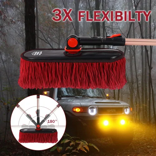 Miniatura 3 de Plumero para exteriores sin arañazos, cepillo para polvo de coche con mango telescópico extensible para quitar el polvo y el polen, plumero
